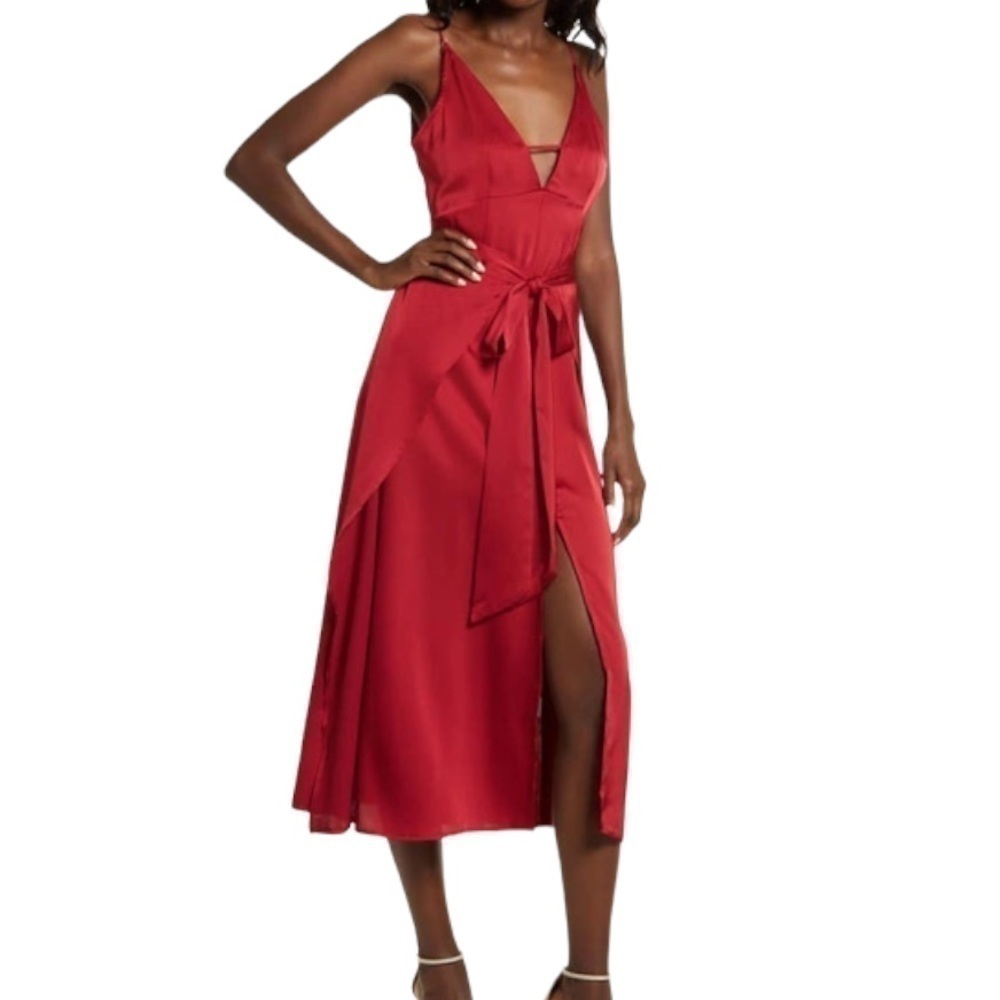 𝅺amy Lynn Backless Satin Dress burgundy